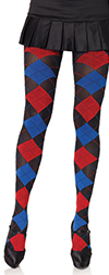 Black, Blue and Red Argyle Nylon Tights