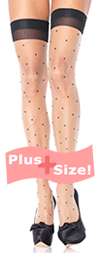 Sexy Plus Size Nude and Black Polka Dot Thigh Highs