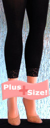 Solid Black Plus Size Leggings with a Feminine Lace Cuff Detail