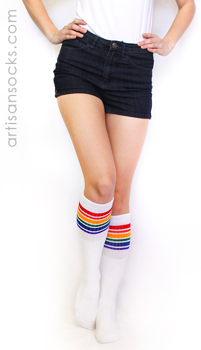 Knee High Rainbow Socks Rainbow Striped Tube Socks