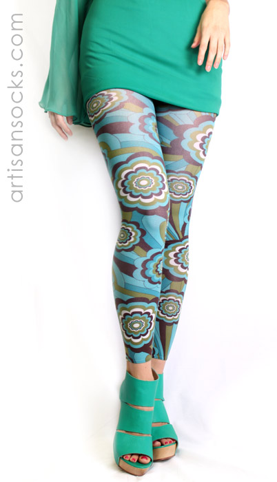 Plus Size Patterned Leggings Modernist Fuchsia/Turquoise – Loony
