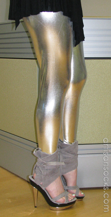 Womens Gold Metallic Leggings  Womens Lamé Gold Costume Leggings